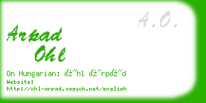 arpad ohl business card